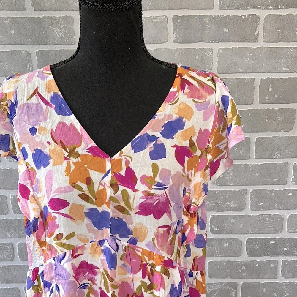 Andree by Unit Floral Flutter Sleeve Mini Dress Size L NWT Spring Boutique